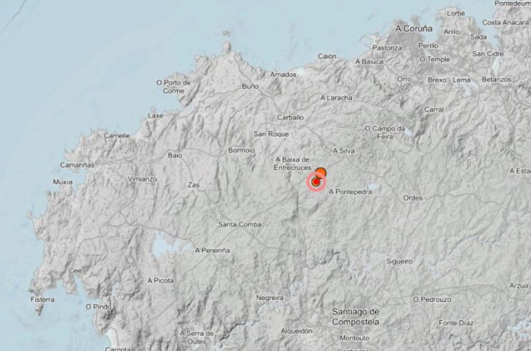 Dos temblores casi seguidos se dejan sentir en el área de Tordoia (A Coruña)