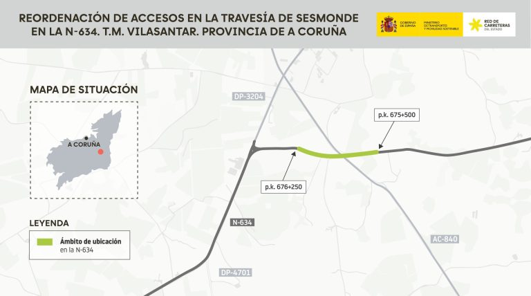 Transportes aprueba provisionalmente el proyecto de trazado para reordenar los accesos en la N-634, con 1,14 millones