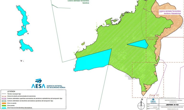 La agencia estatal de seguridad aérea emite una exención para Vigo para construcciones, instalaciones o plantaciones