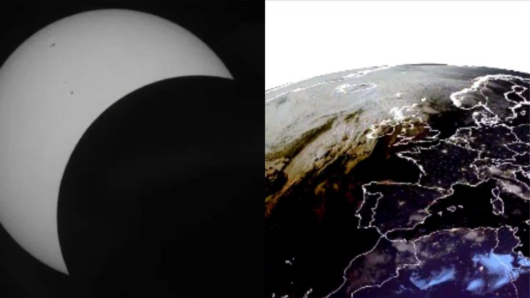 Eclipse.- El eclipse permitió observar una protuberancia al lado izquierdo del Sol, según el IGN