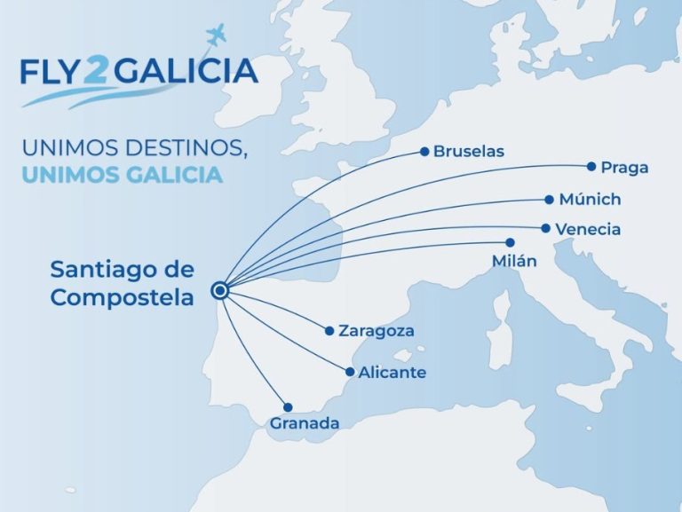 La nueva aerolínea Fly2Galicia se estrenará en diciembre en Santiago con ocho destinos y 17 frecuencias semanales