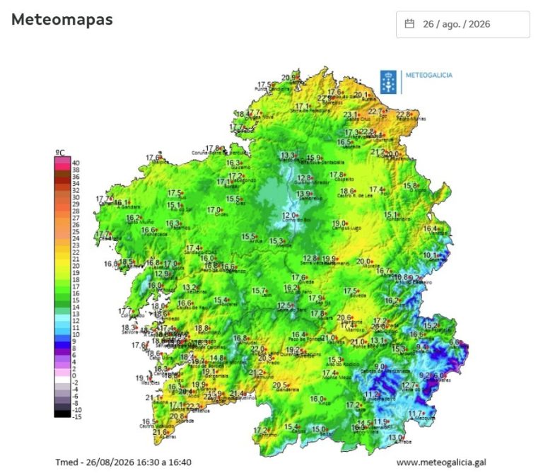 Las temperaturas se desploman por debajo de los 15 grados en el interior de Galicia: Manzaneda marca 5,2 ºC esta tarde