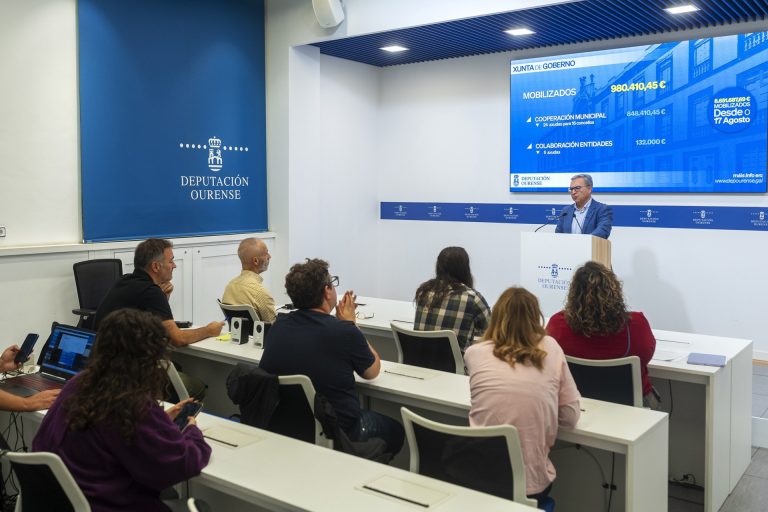 La Diputación de Ourense activa casi un millón de euros en ayudas a 16 ayuntamientos y cinco entidades de la provincia